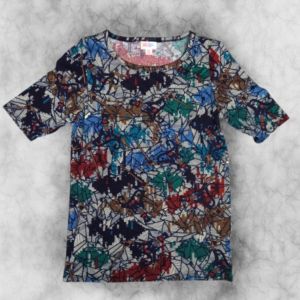 LuLaRoe Multicolor Abstract Short Sleeve Tee